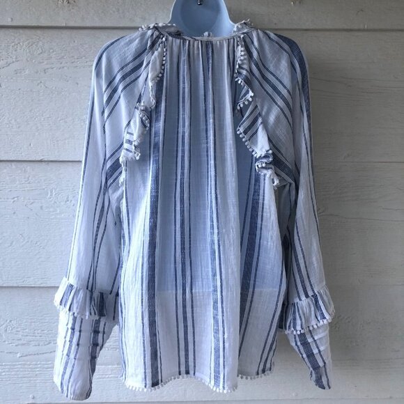 Ella Moss Size L Boho Peasant Style Rylee Lace Up Blouse - Picture 7 of 16